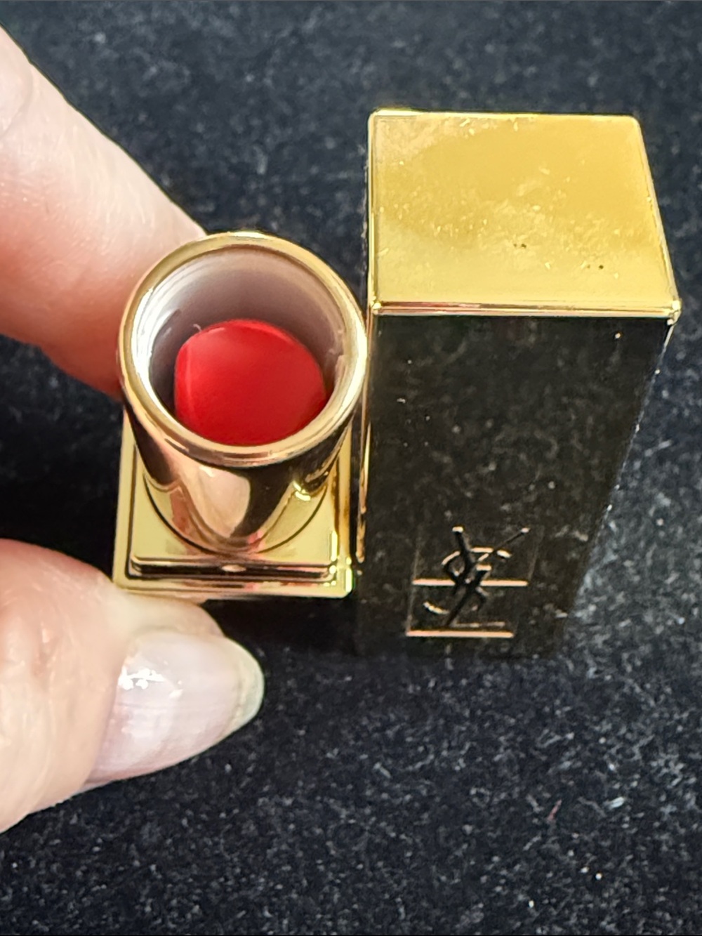 Yves Saint Laurent trial size Vibrant Red #1 Lipstick in Gold Case